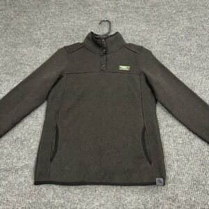 LL Bean Sweater Fleece Pullover Womens XS Black Snap Neck Outdoor Classic